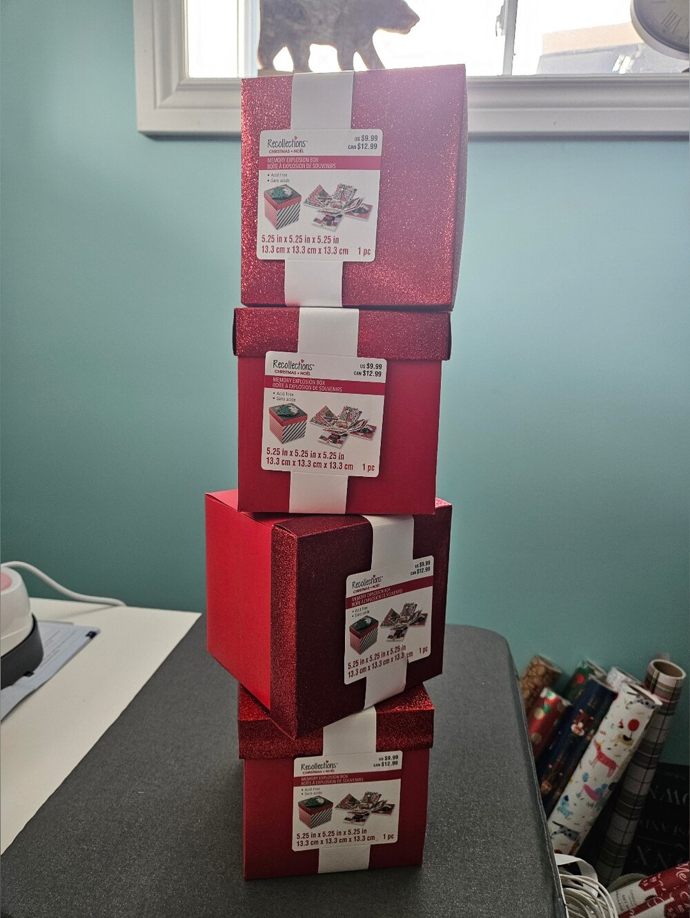 NWT Recollections Red Glitter Gift Boxes - Set of 4